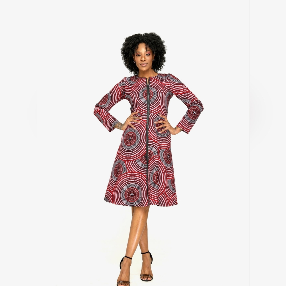 NWT RAY DARTEN Elegant Red Patterned Jacket Dress 4X *Fits Like A 1X*